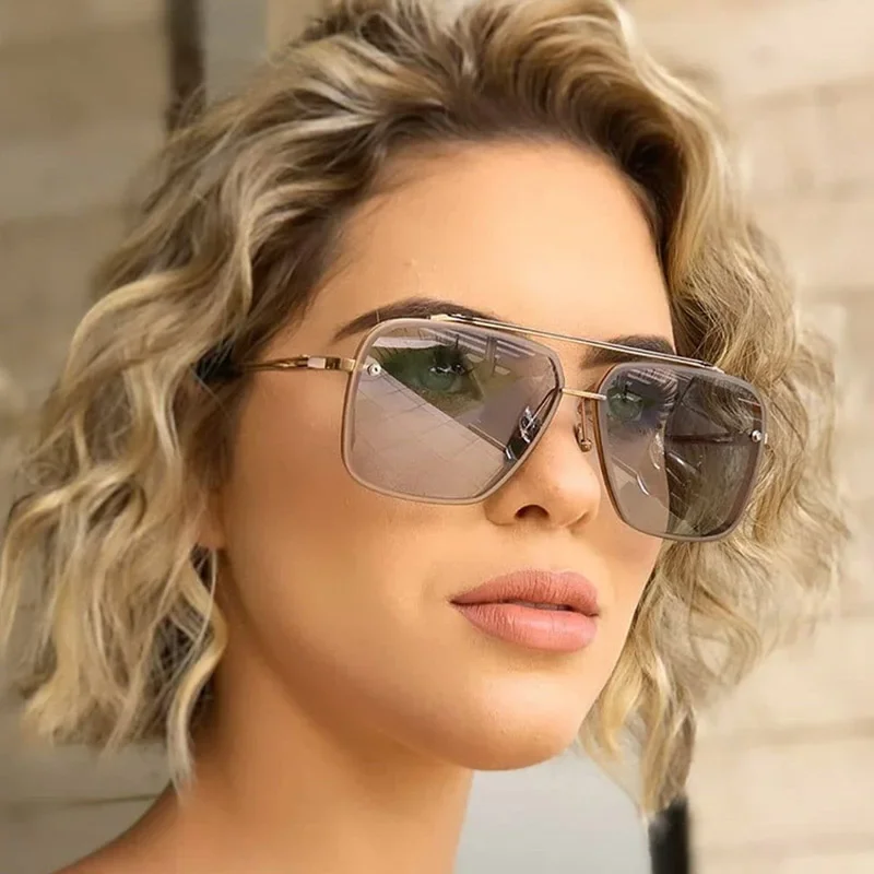 Neue Mode Klassische Quadratische Sonnenbrille Coole Männer Vintage Marke Design Metall Sonnenbrille Frauen Shades UV400 Oculos De Sol