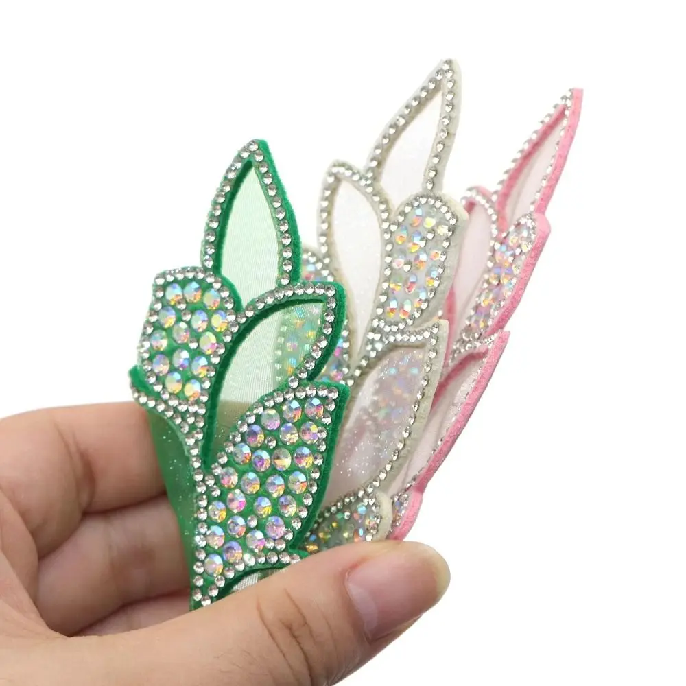 8pcs/set New Non Woven Mesh Rhinestone Applique Leaf Shape Sparkling Fabric Patch DIY Decorative Patches Hair Accessories