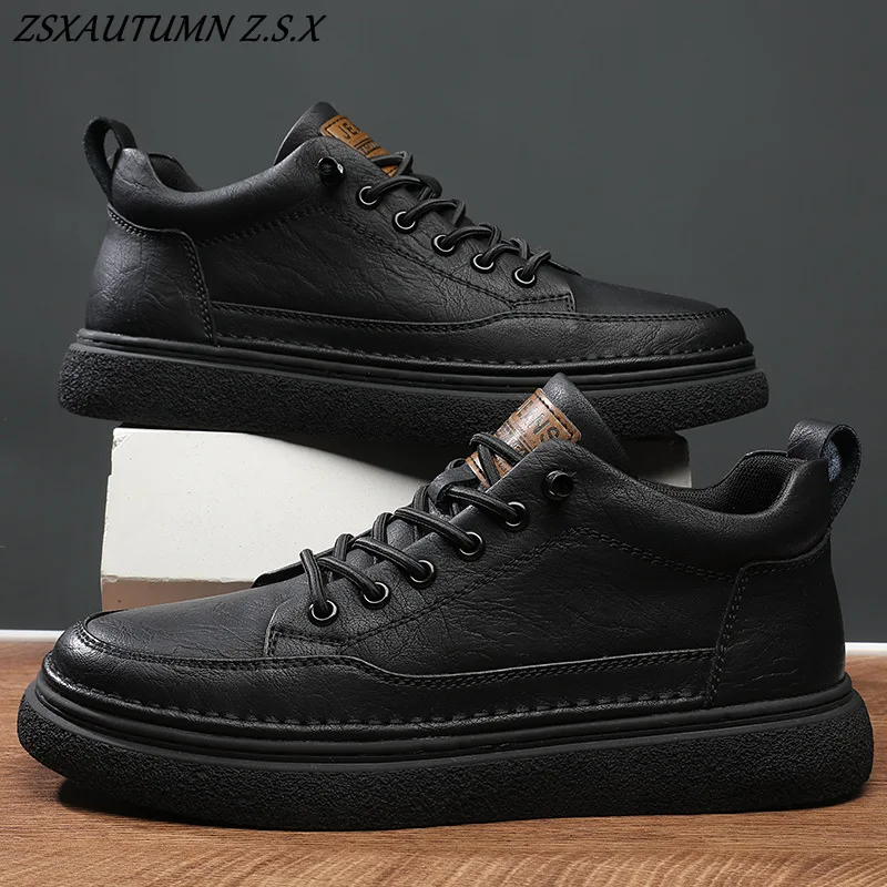 

Men's Leather Shoes Fashion Spring Men's Shoes Soft Sole Sports Casual Board Shoes Men's Fashion All Match Vintage