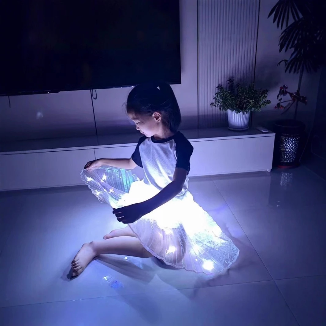 تنورة الرقص الشرقي المضيئة LED باللون الأبيض من Ruoru، تنورة توتو متوهجة، أداء الفتيات الصغيرات لأزياء حفلات الهالوين وأعياد الميلاد #5