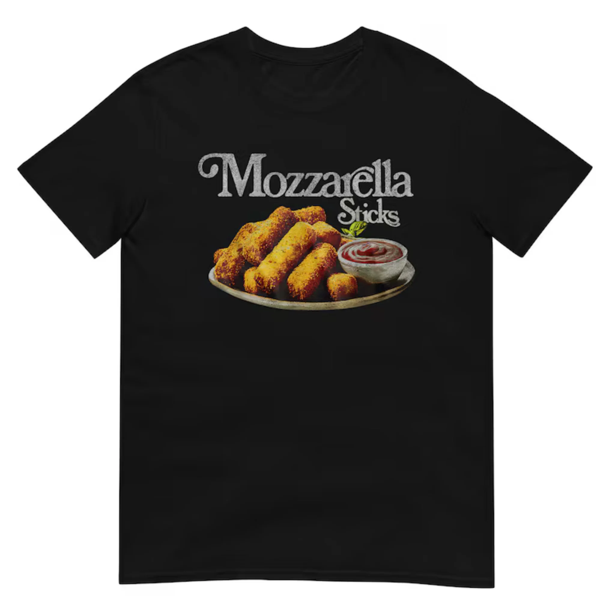 Women Short Sleeve T Shirt Vintage Mozzarella Sticks Fried Cheese Food Graphic Casual Tee