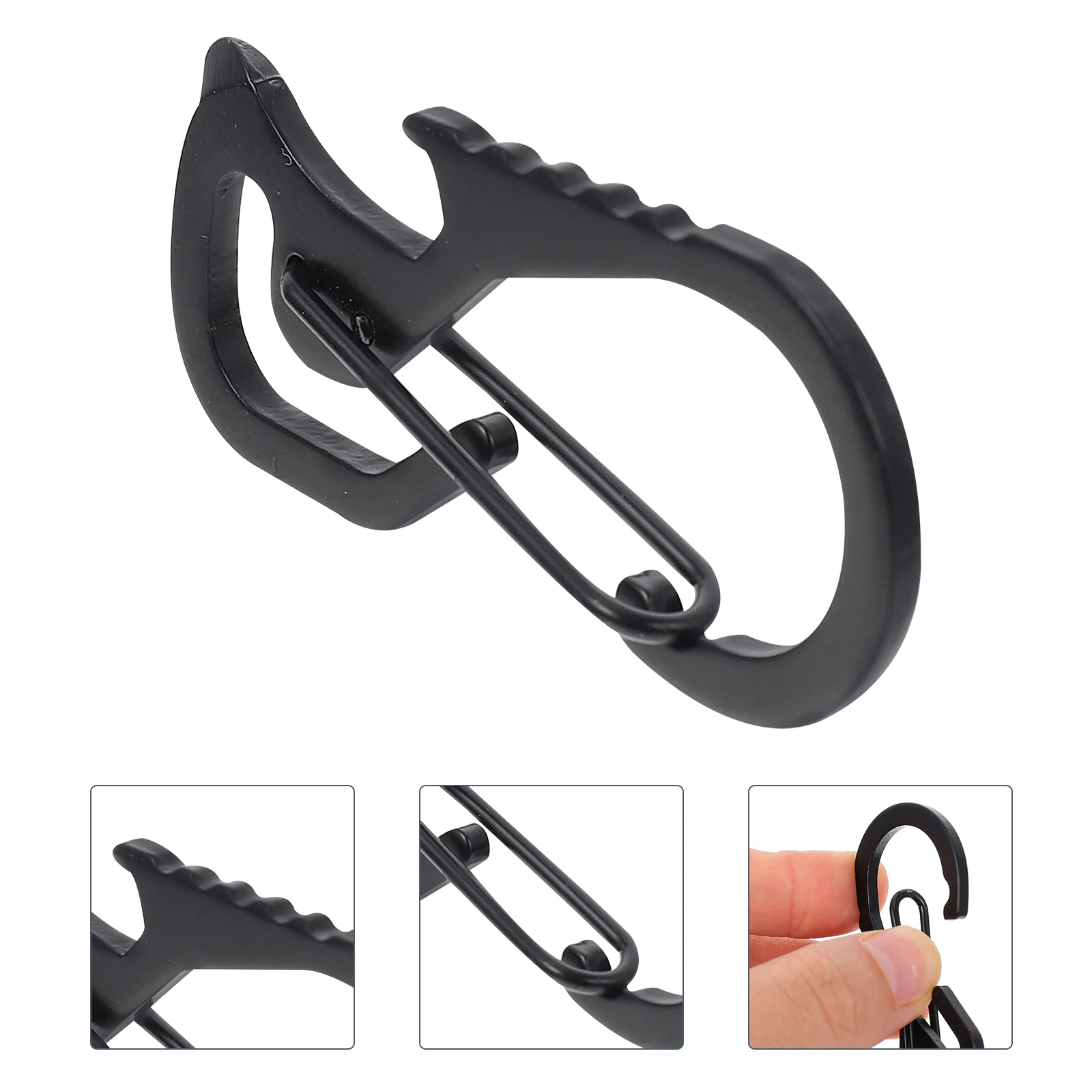 

2 Pcs Key Fob Bottle Opener Carabiner Convenient Buckles Simple Kettle Holders Black Hanging Hooks