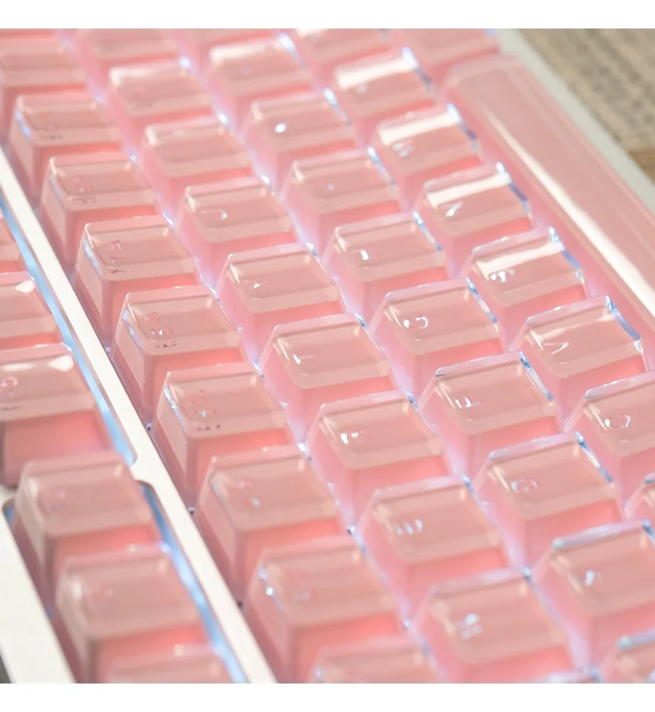Keycap Character Transparent ABS Two-color Molding Suitable for Wooting and other mechanical keyboards Crystal Jelly White/Pink