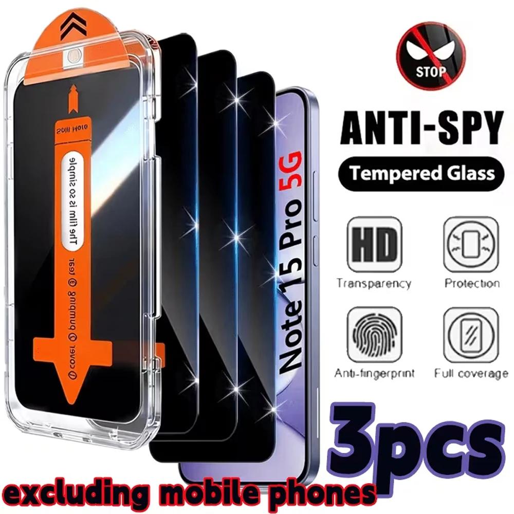 3-1 Stück Blickschutzfolie für Redmi Note14 4G 5G Note14 13 Pro 15C Note12 Pro Note11 10 11 Pro Gehärtetes Glas Einfache Installation