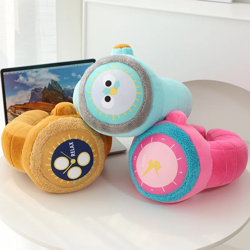 1pc 30cm Cartoon Watch Plush Cotton Stuffed Pillow Neck Pillow Neck Support Supplies For Children And The Elderly Practical Item