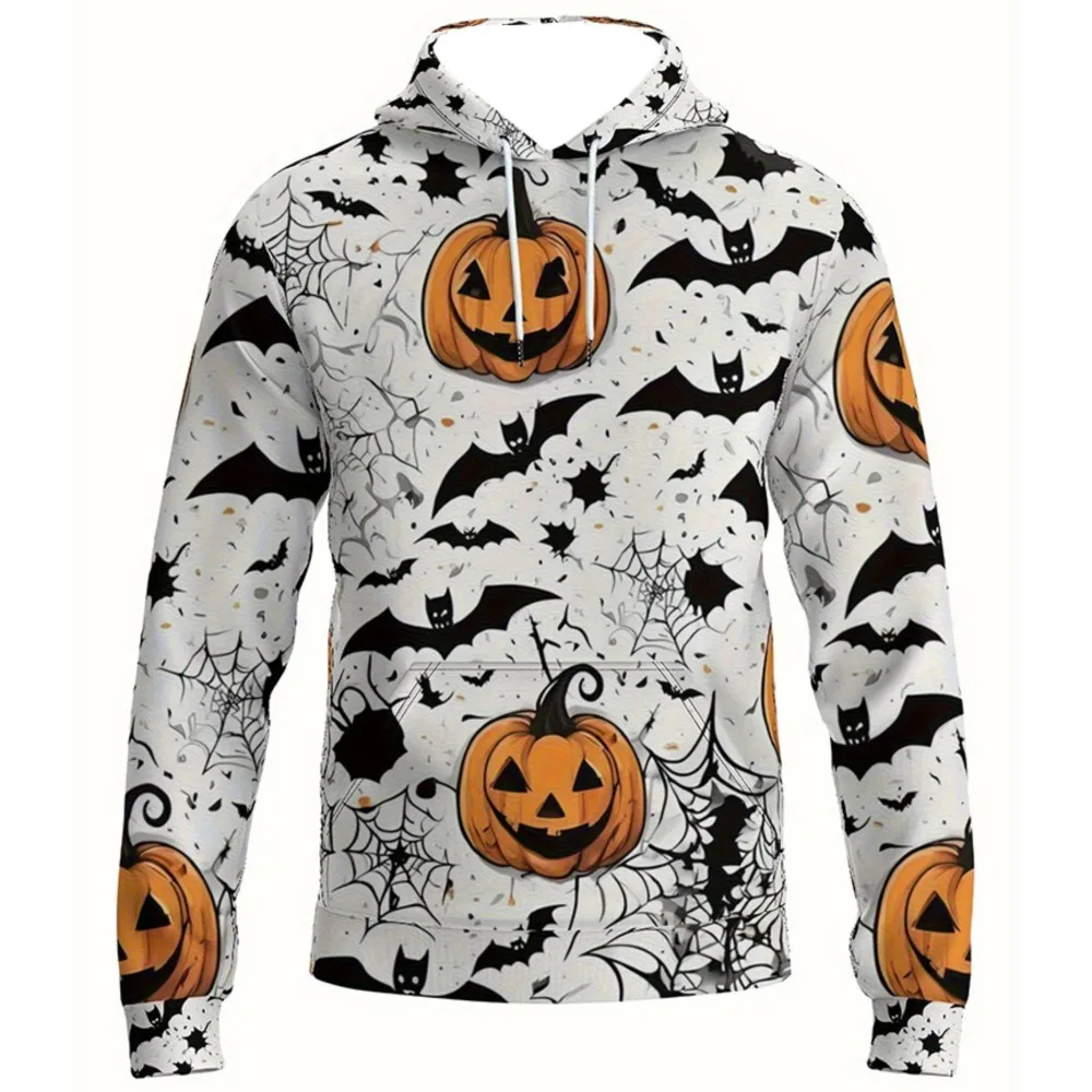 هوديس عصرية جديدة للرجال والنساء، تصميم بنمط اليقطين الخفافيش للهالوين مطبوع ثلاثي الأبعاد، هوديي للارتداء اليومي مع جيوب #5