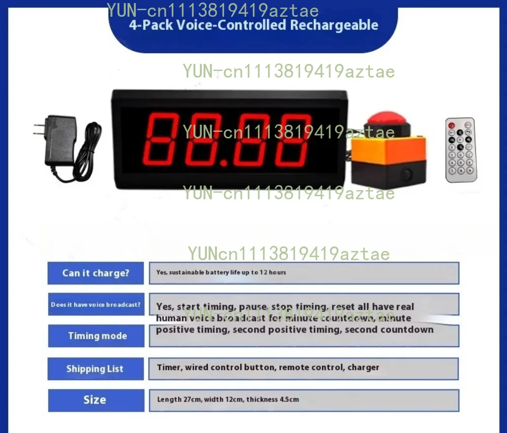 Digital Display Competition Timer Countdown Stopwatch Counter 2.3 Inch 4-Digit Training Speech Timing Equipment + Remote Control
