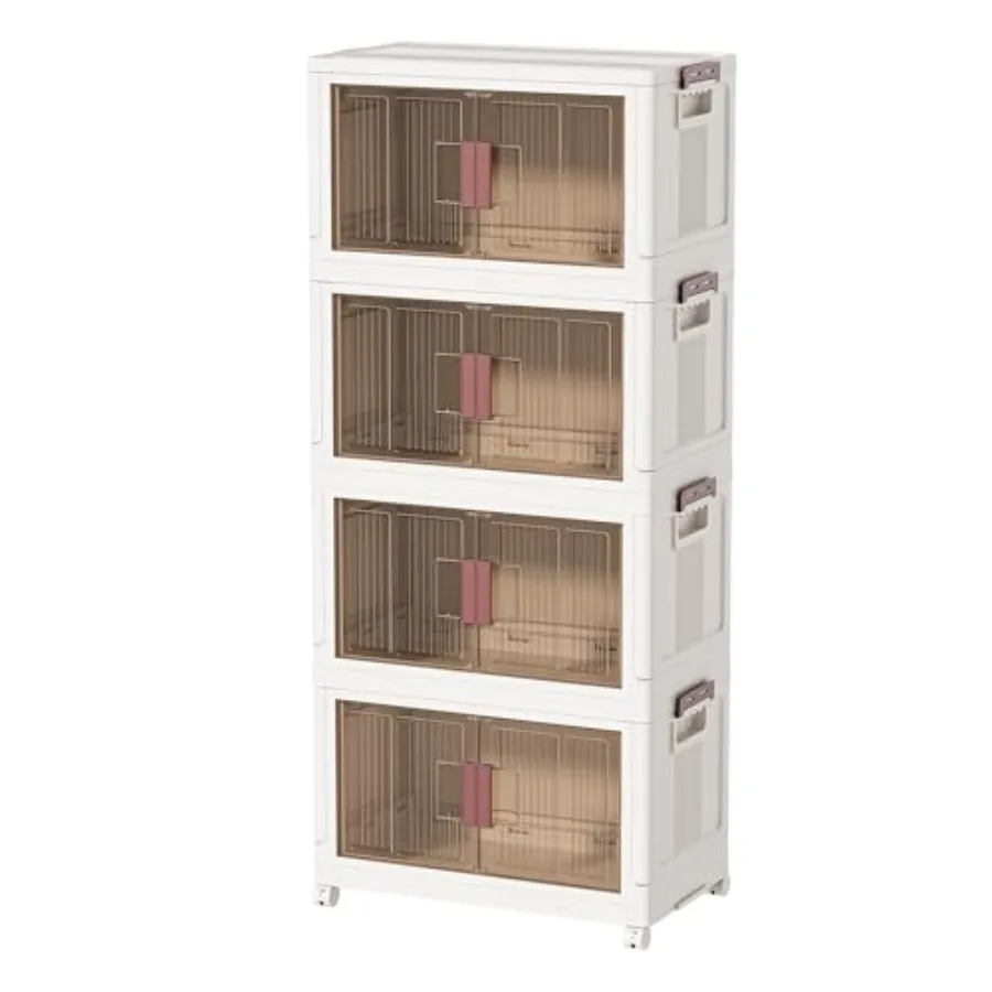 

32GAL/128QT 4 tier lar stackale stora ins wit lid and weels collapsile stora ins plastic wit do suit for clotes clot ome and of