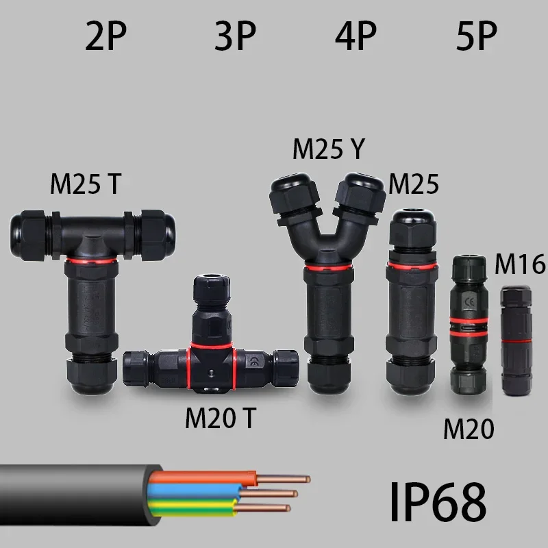 Electrical Waterproof Terminal Cable Connector IP68 Three-way Electrical 2/3/4pin Wire Outdoor Underwater Screw Home Improvement