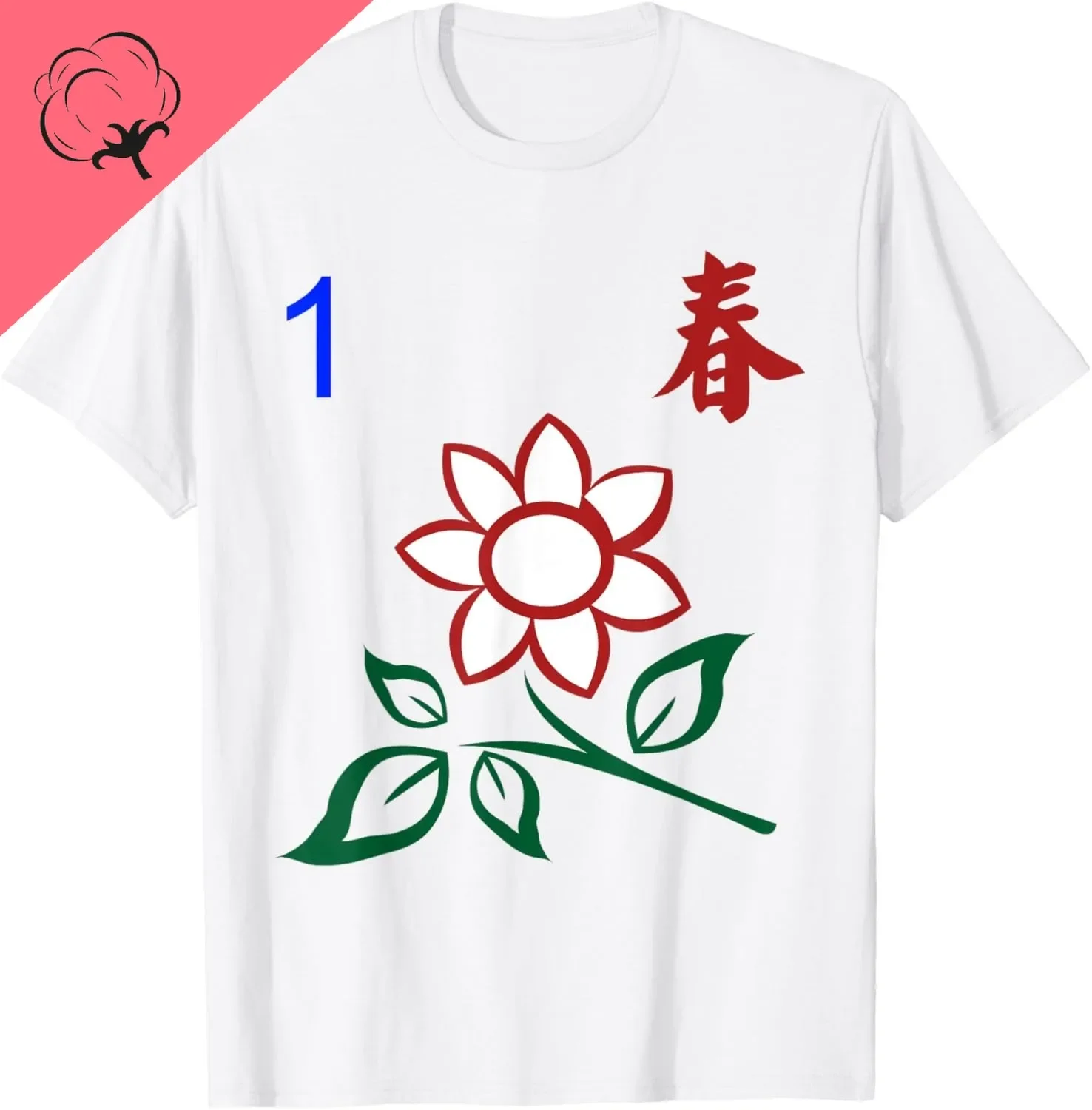 Chinese Mahjong Mah Jong Game Tiles Character Flower T-Shirt Cotton Women Clothing Tops Graphic T Shirts Ropa De Mujer