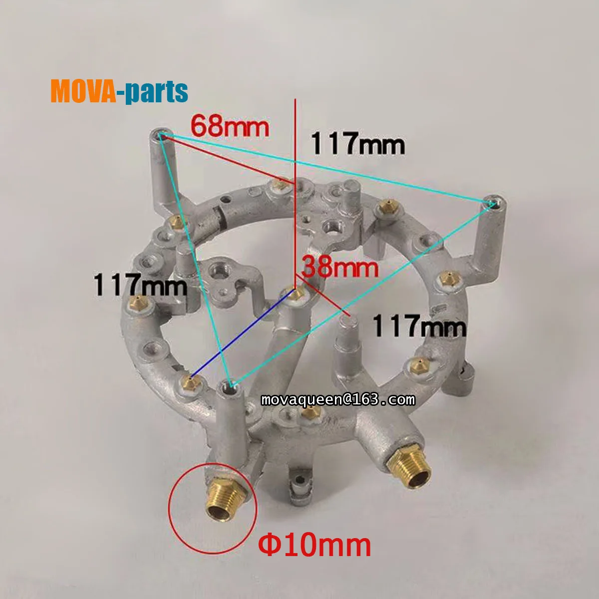 Embedded NG LPG 9 Head Fierce Fire Gas Stove Head Gas Burner