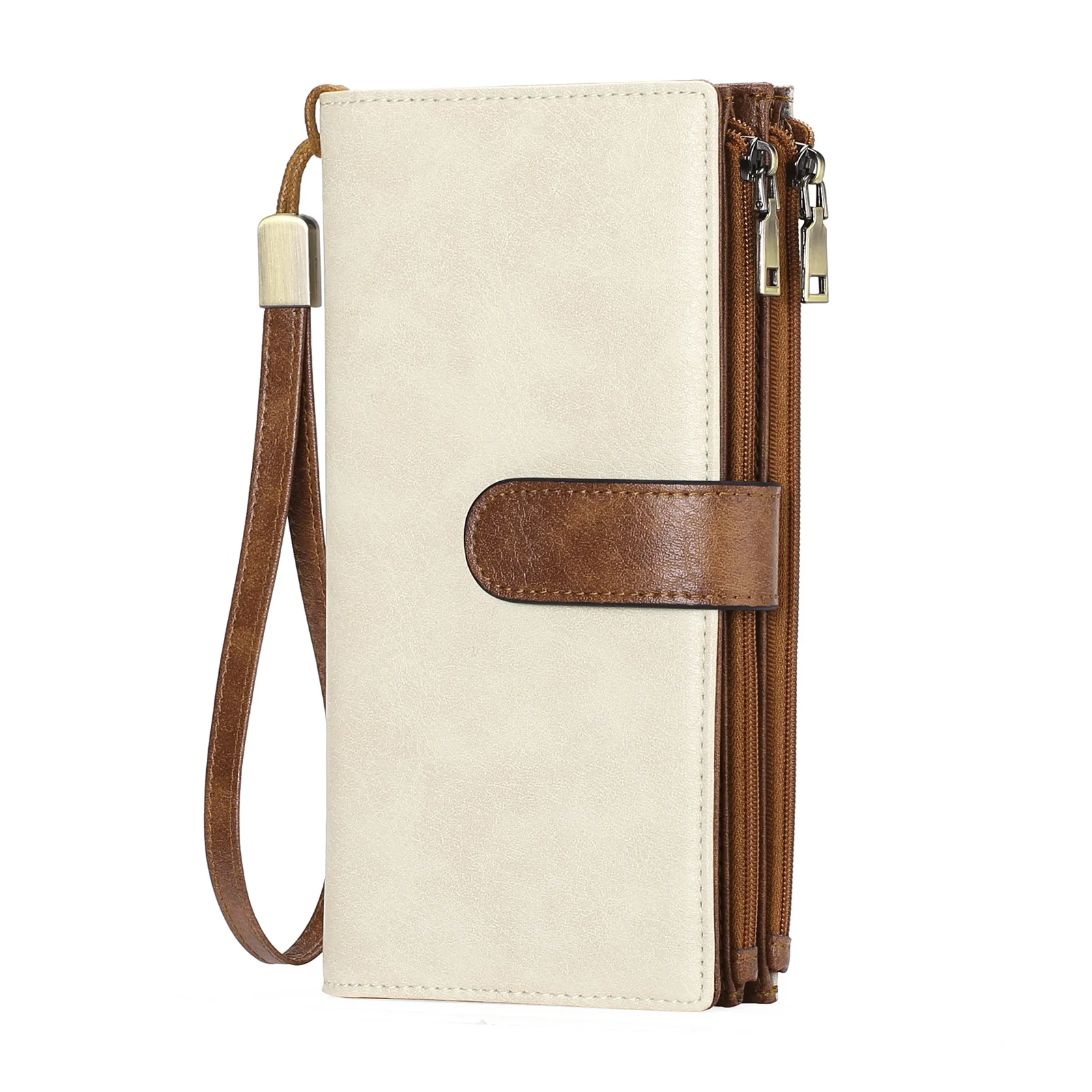 Retro Business Women's Long Wallet PU Leather Triple Fold Large Capacity Multi Card Slot Handbag Slot Ultra Thin Zipper Wallet