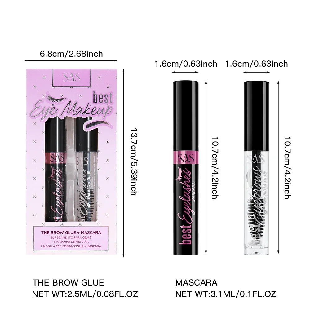 Set mascara nero impermeabile e primer per ciglia, volumizzante, arricciatura naturale, formula non sbavata a lunga durata