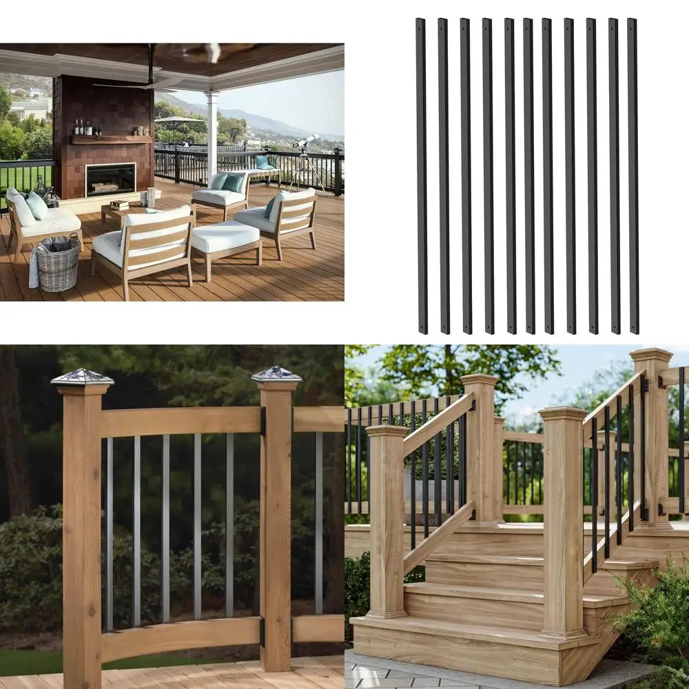 

36 Inch Outdoor Metal Deck Balusters with Ends & Stainless Screws for Porch Stair Railing