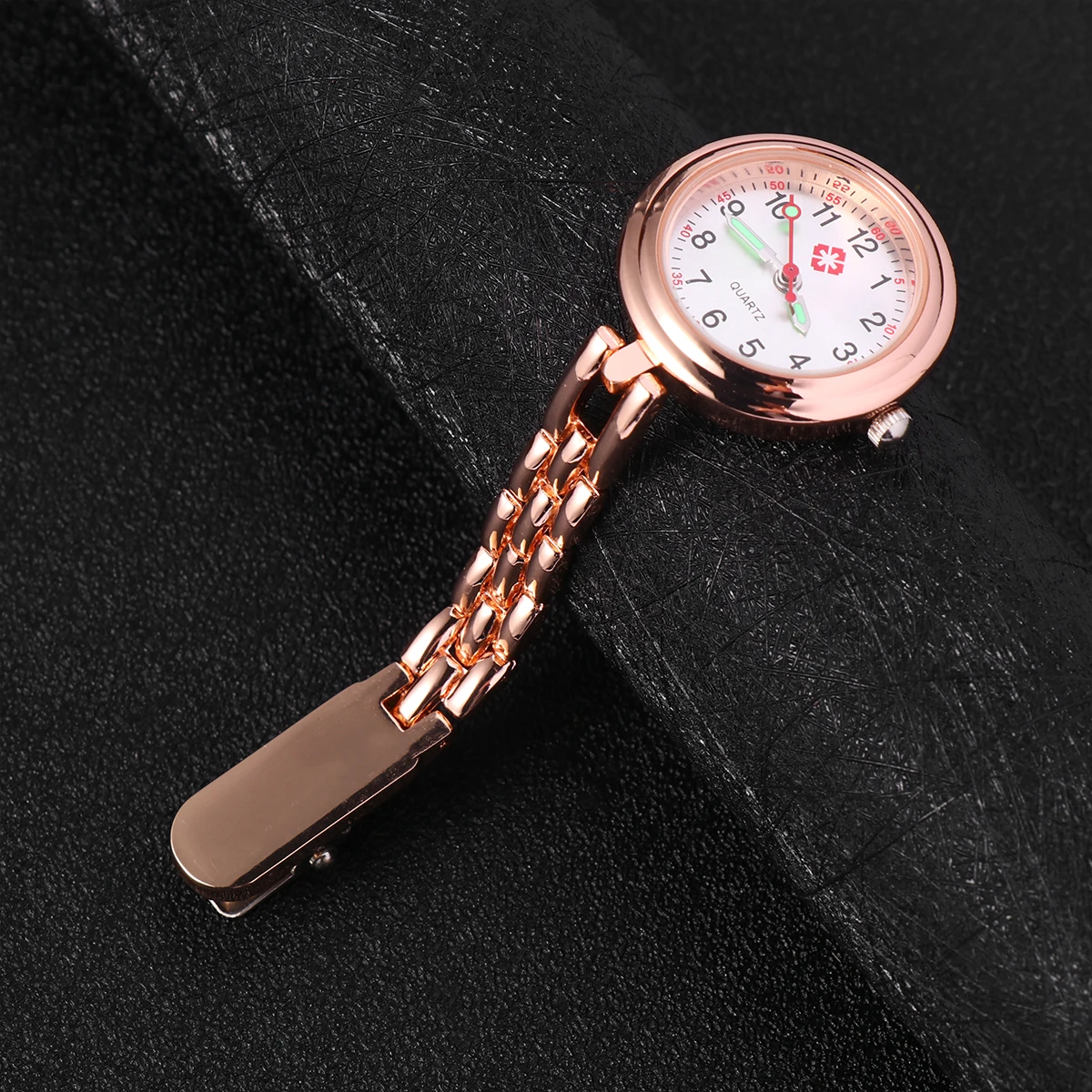 

Watch Creative Nurse Watch Stylish Quartz Watch Simple Clip Buckle Hanging Watch (Rose Gold）