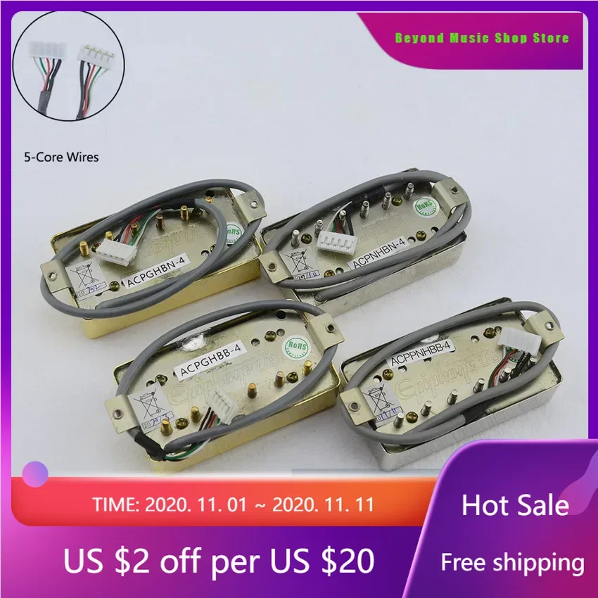 

"Original Genuine PRO Electric Guitar Pickup – Alnico Humbucker (Nickel/Gold Cover) – Standard Set for Enhanced Tone –