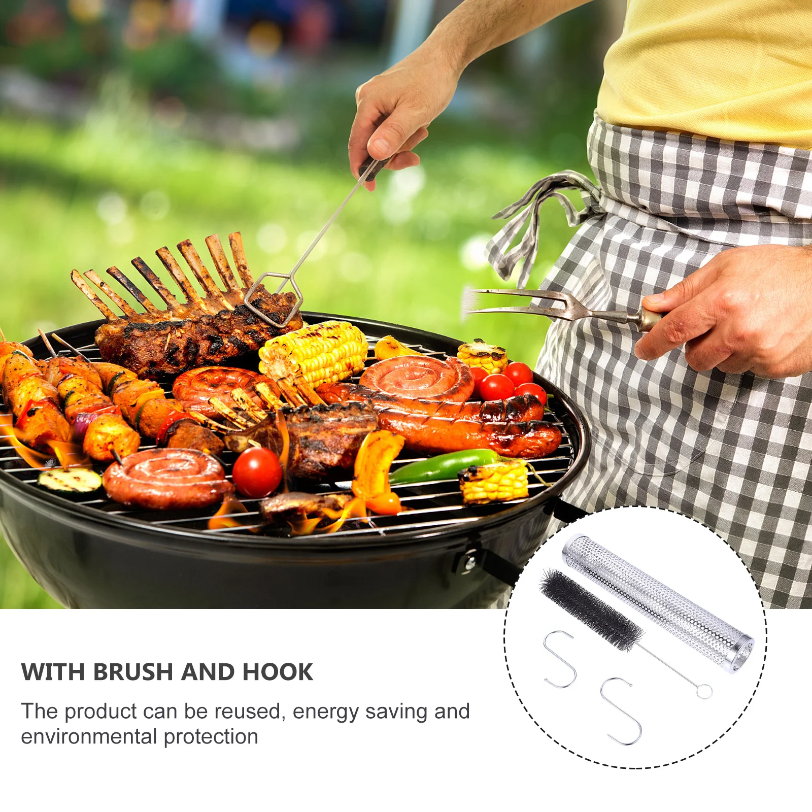 

1Set Stainless Steel Bbq Mesh Smoker Tube Anti-Rust Practical Durable Outdoor Grill Smoker Barbecue Smoke Generator Tools