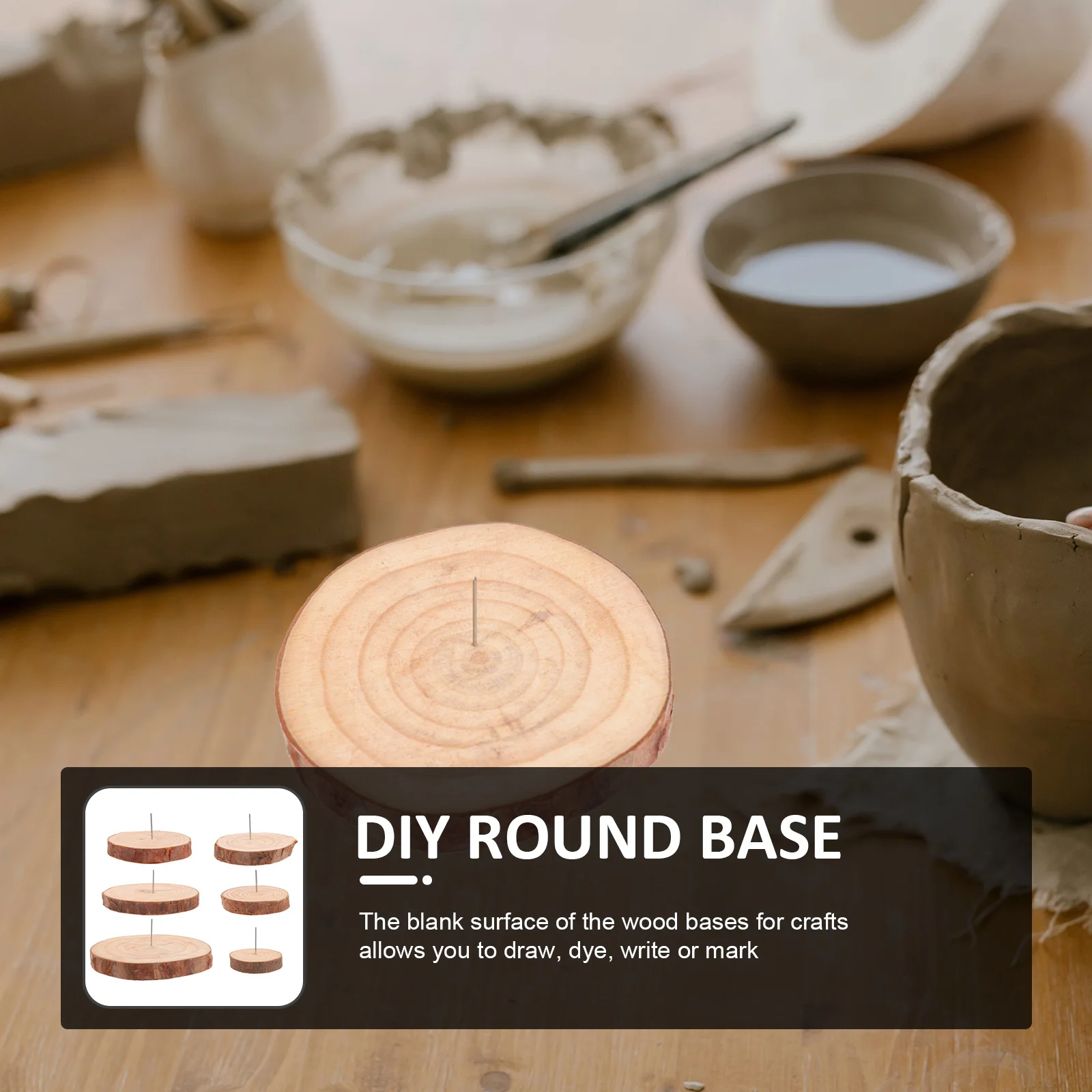 

6pcs Unfinished Round Slices Diy Wood Base For Crafts Natural Wooden Circles Craft Making Materials Wood Crafting Discs