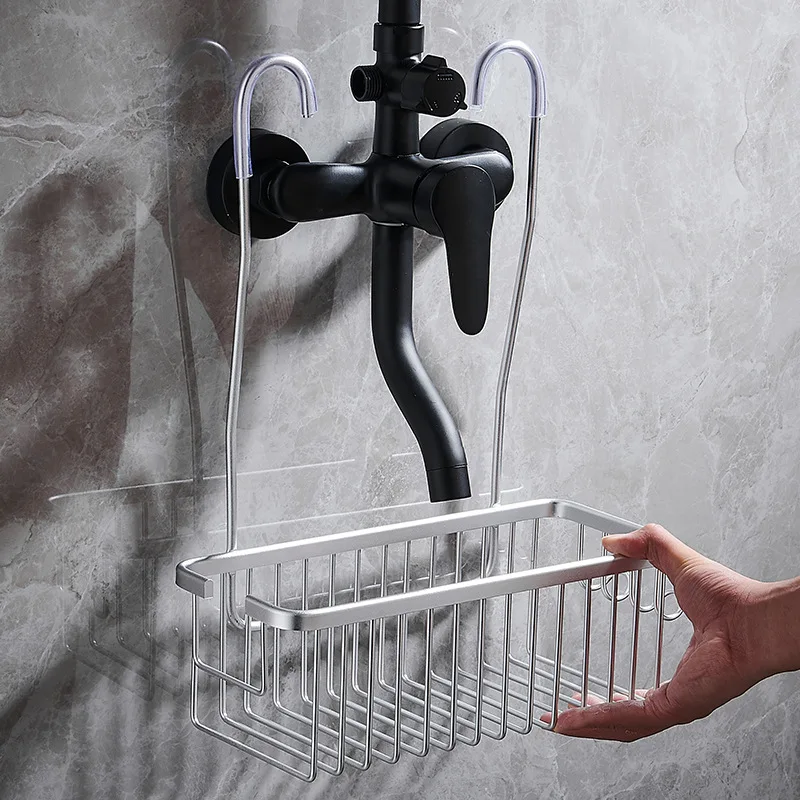 Hanger Bathroom Accessories Shelves Rustproof Stainless Organizers Basket Shower Storage Wall Shelf with Hooks Shampoo Holder