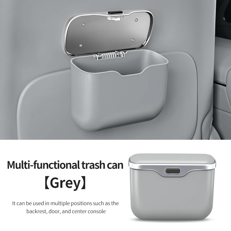 Multifunctionele auto-prullenbak met dekselknop, hangende opbergbak voor nat en droog gebruik, auto-interieuraccessoires, organizerbox