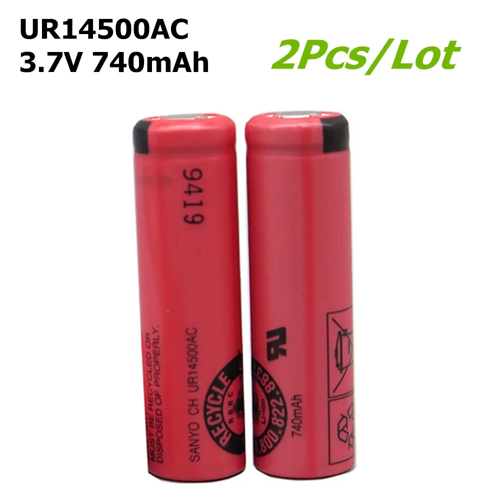 

2Pcs/lot UR14500AC 3.7V 740mAh New Original Flat Head Lithium Battery For Braun Shaver S5 S6 S7 S51 53B 73S 4200 5762 Toothbrush