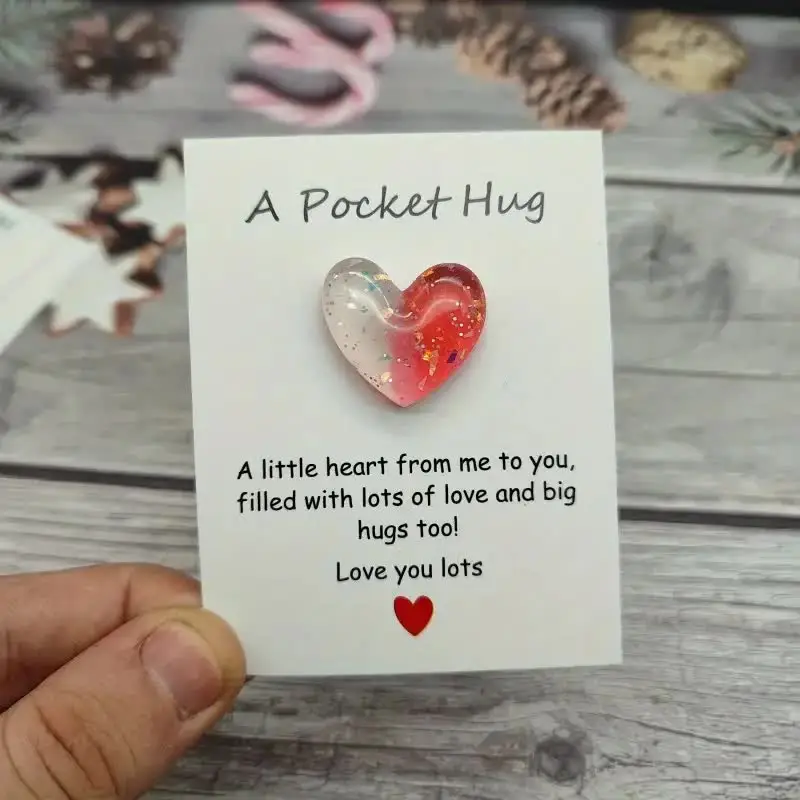 1/3pcs cute little heart pocket hug, decorated pocket hug with encouragement card, special birthday, wedding, party, Valentine's