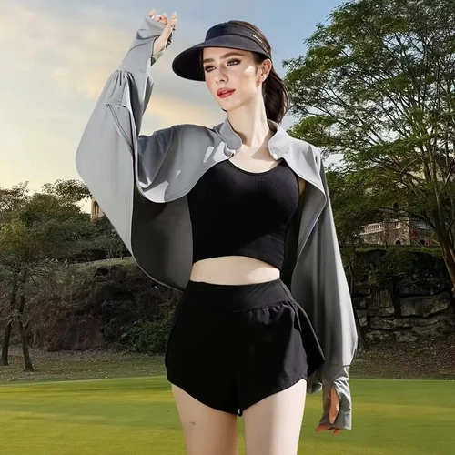 Chal de protección solar para exteriores de verano para mujer, cubierta protectora para ciclismo y conducción, capa transpirable holgada de manga larga, chal de seda helada