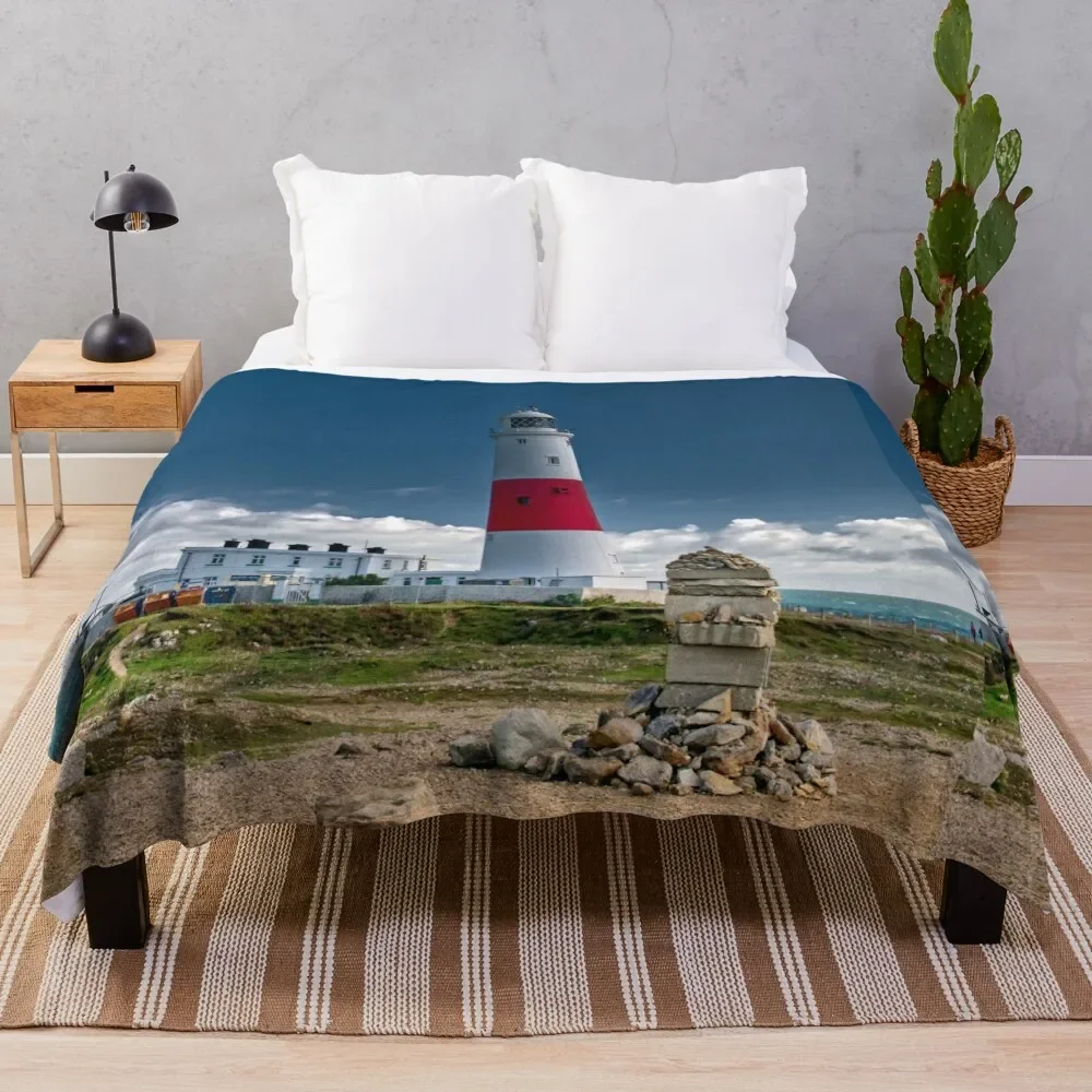 

Portland Bill Lighthouse Throw Blanket Travel Size Cozy Blanket for Plane Train