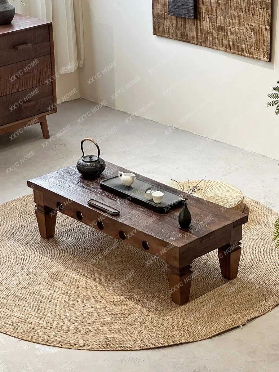 

LWabi Sandy wind solid wood coffee table retro living room old log table B & B