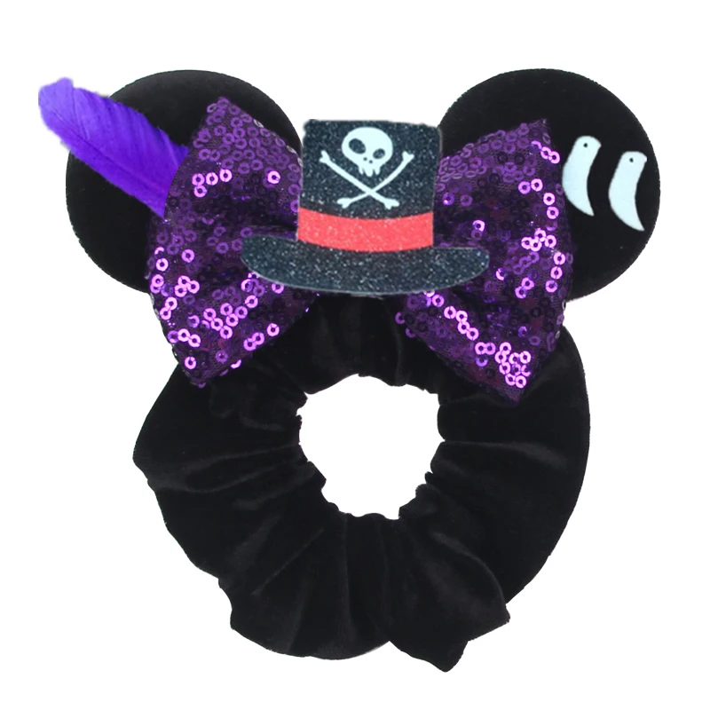 New Disney Toy Store Mouse Ears Scrunchies Hairband Women Elastic Ponytail Holder Girls Bow Party Cartoon Mickey Hair Accessorie