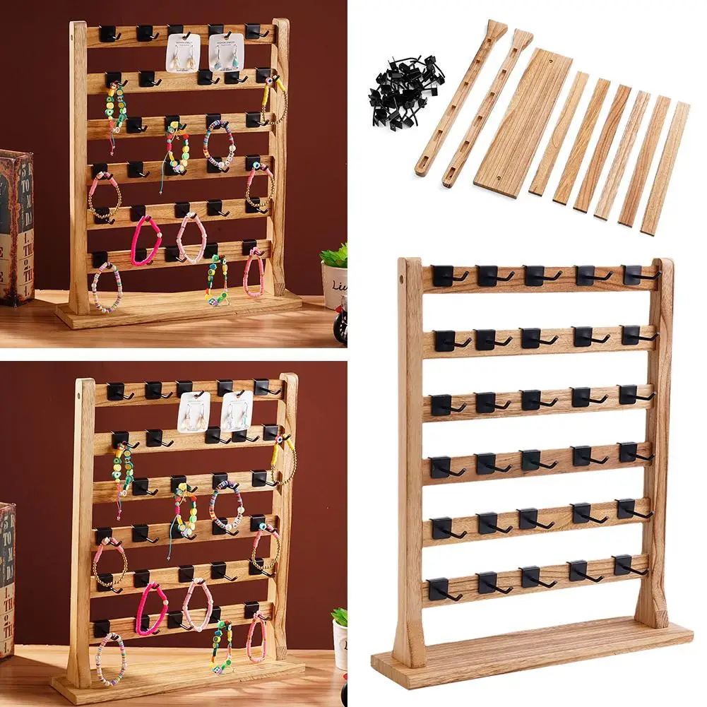 Houten Haak Oorbel Houder Opbergen Oorbellen Karton Grote Capaciteit Rack Oorbel Rack Sieraden Kraam Decoratie Display