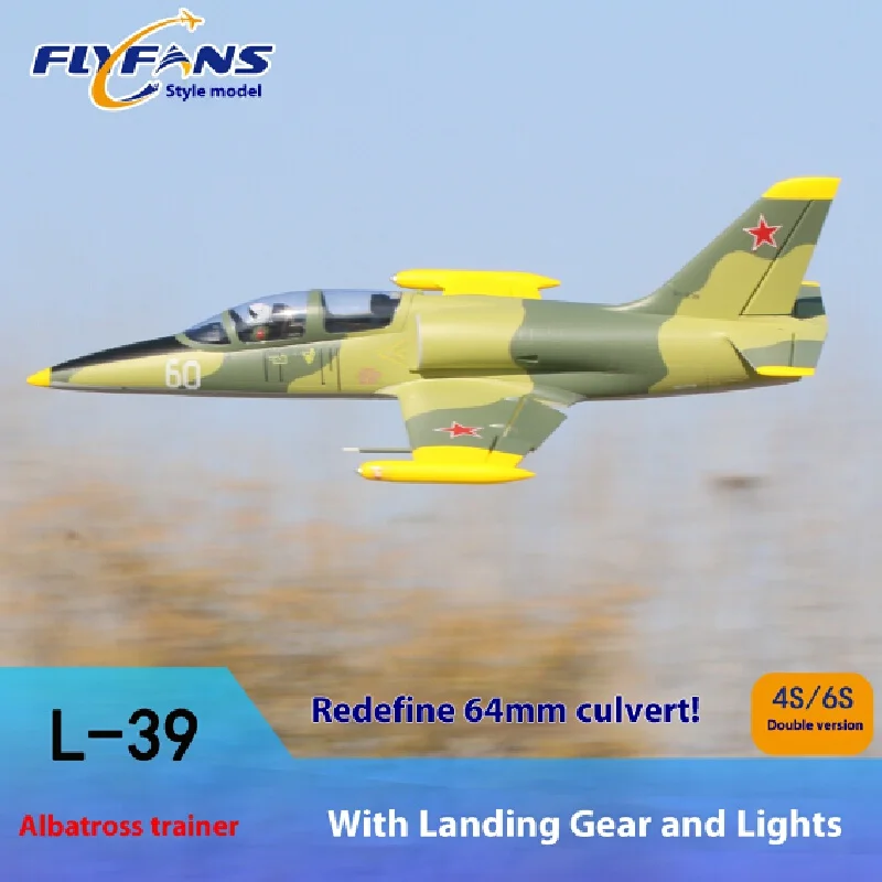 Flyfans Rc Plane 64mm Ducted L-39 With Retractable Landing Gear And Flight Lights Fixed Wing Model Remote-Controlled Aircraft