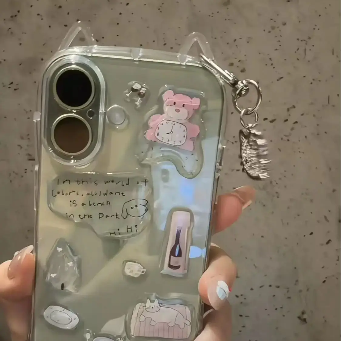 New Korean Bear Clock Glue Sticker Ins Cute Three-dimensional Jelly Sticker Computer Mobile Phone Case DIY Decoration