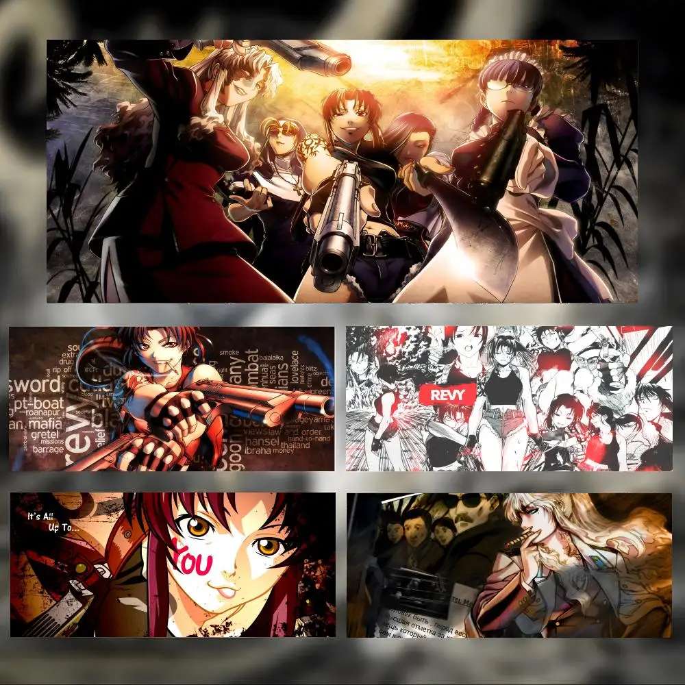 Tough Action Anime B-Black Lagoon Mouse Pad Large Thick Desk Pad Stitched Edges Gaming Mouse Mat for PC