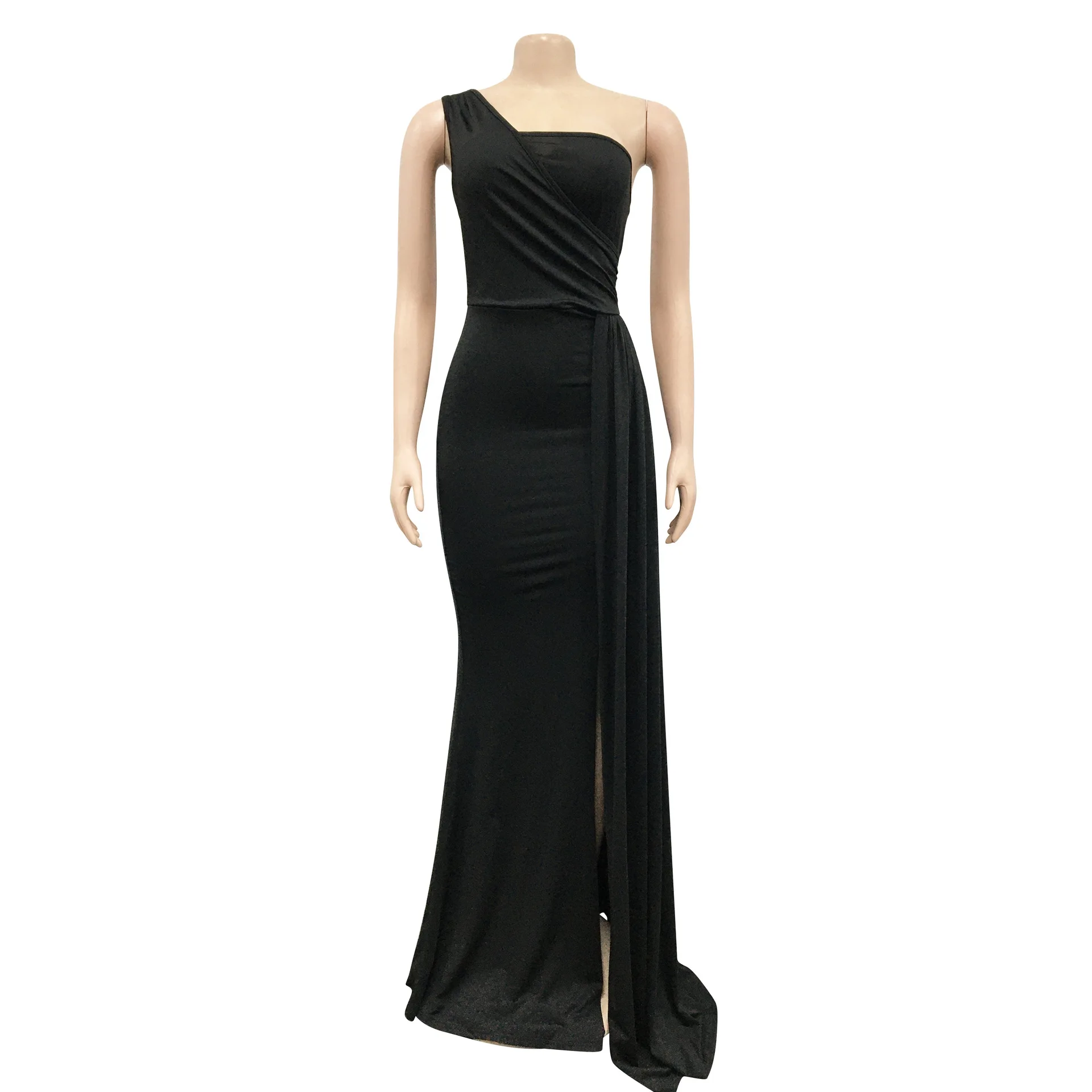 Sexy Elegant Women Evening Dress Sleeveless One Shoulder Robe Female Party Vestidos Women Long Maxi Formal Dresses