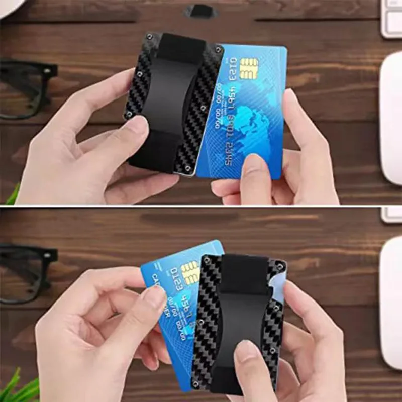 Forged Carbon Fiber Mini Slim Wallet Case Organizer for Men Cartera Tarjetero Hombre Cashback Credit Card Holder Luxury Gift