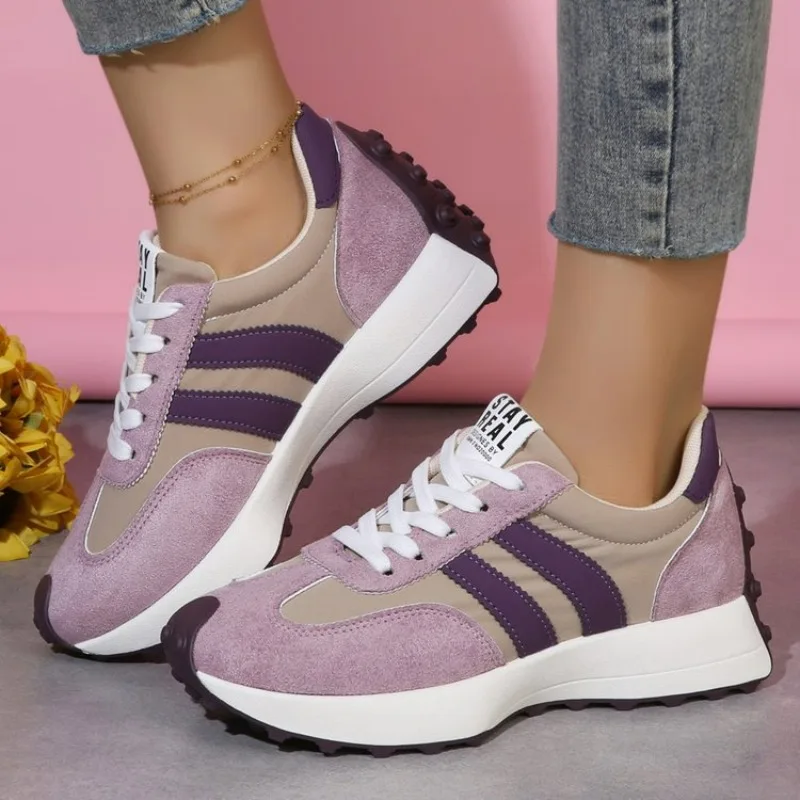 Women's Fashion Chunky Thick Sole Hidden Heel Daddy Sneakers Versatile Lace Up Casual Sports Walking Shoes For Daily Wear