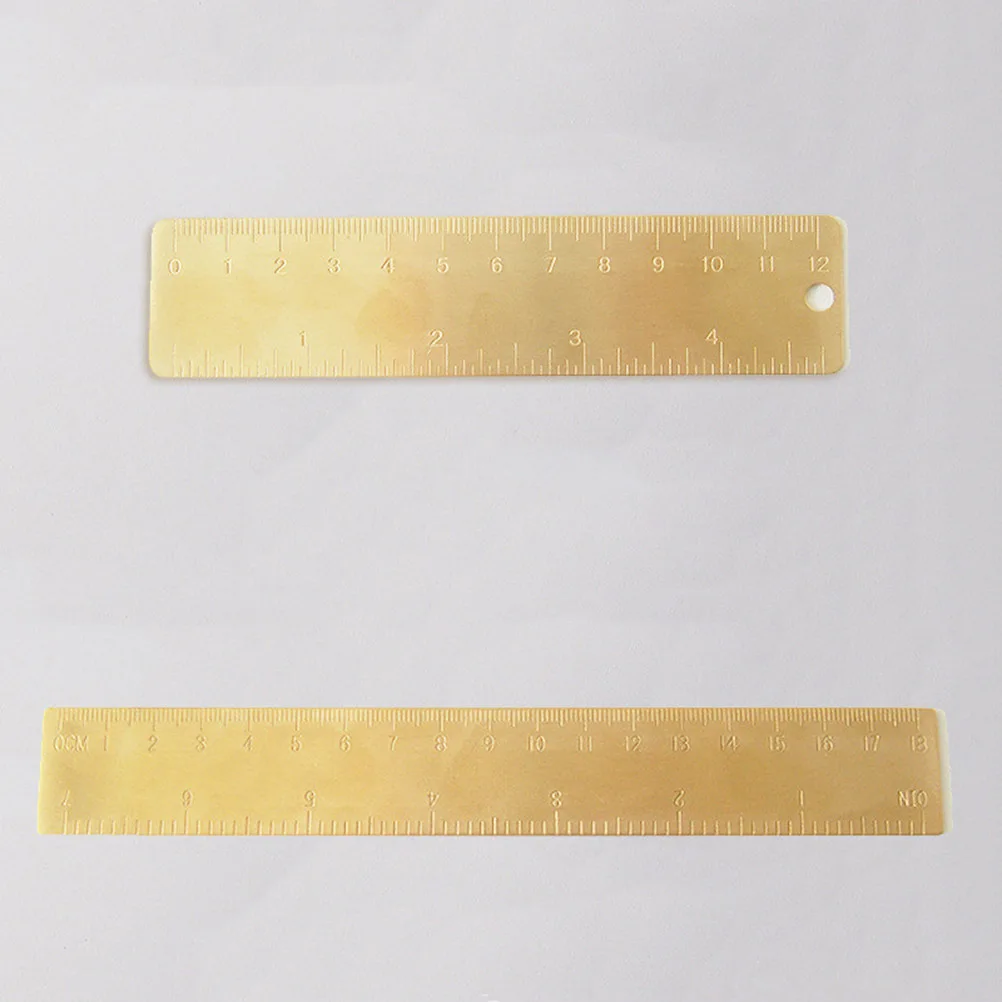 Mini righello in ottone retrò inciso scala diritta design con foro rotondo finitura uso duraturo piccola misurazione in rame