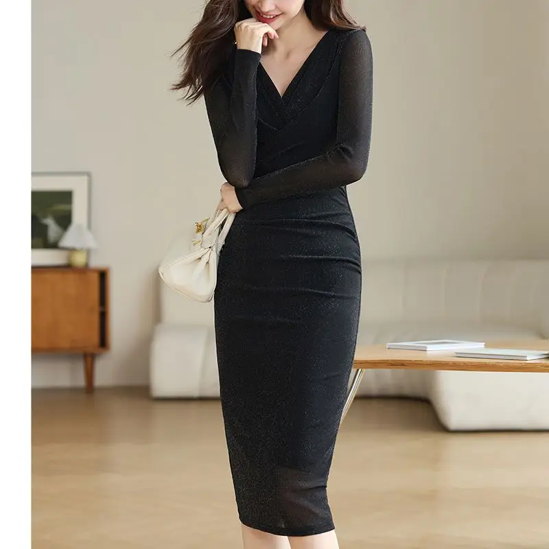 فساتين نسائية بأكمام طويلة فستان سهرة للحفلات الربيعية من الكتان ديزي مطرز برقبة قارب مقسمة بدون خصر وخصر منسدل