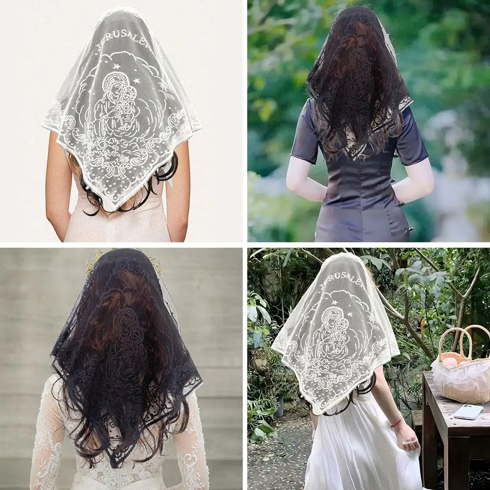 

Lace Hollowed-out Triangular Shawl Lady Embroidery Scarf Breathable Headscarf For Head Covering Fashion Headwear F3Z5