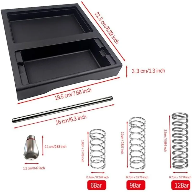 Spring Loaded Espresso Tamper Kit with Storage Tray, 6/9/12 Adjustable Pressure Springs, Constant Pressure Coffee Tool