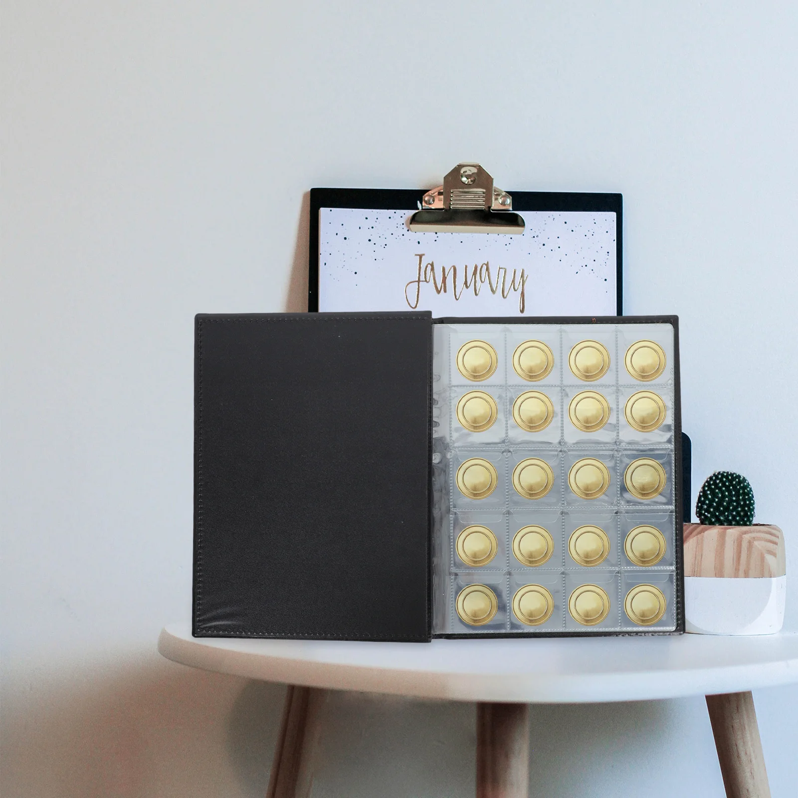 

1Pcs 200 Grid Collection Album Premium PU Coin Holder Book Reusable Clear Double Sided Storage for Coins Medallions