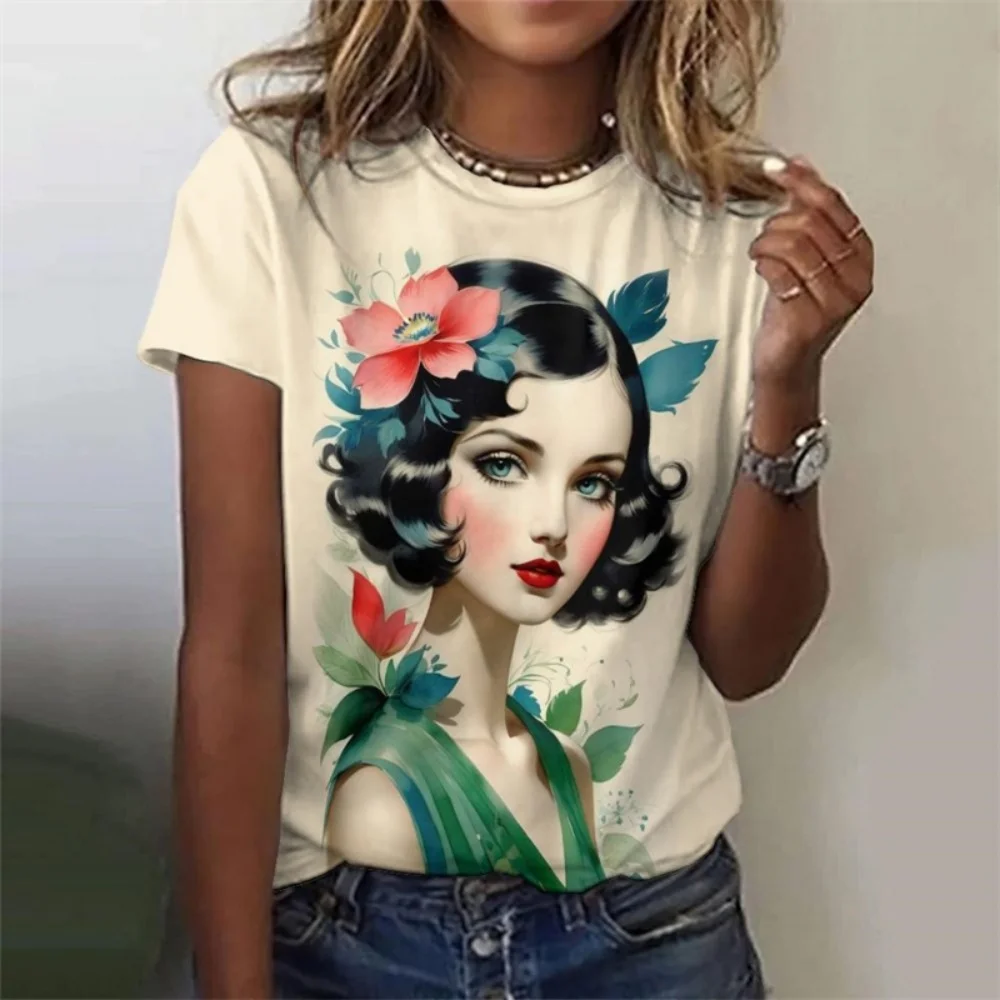 

Summer Woman Clothing Fashion O-Neck Girl Graphic T Shirts Harajuku Fashion Female Clothing Trend Top Women Short Sleeve Tee Top
