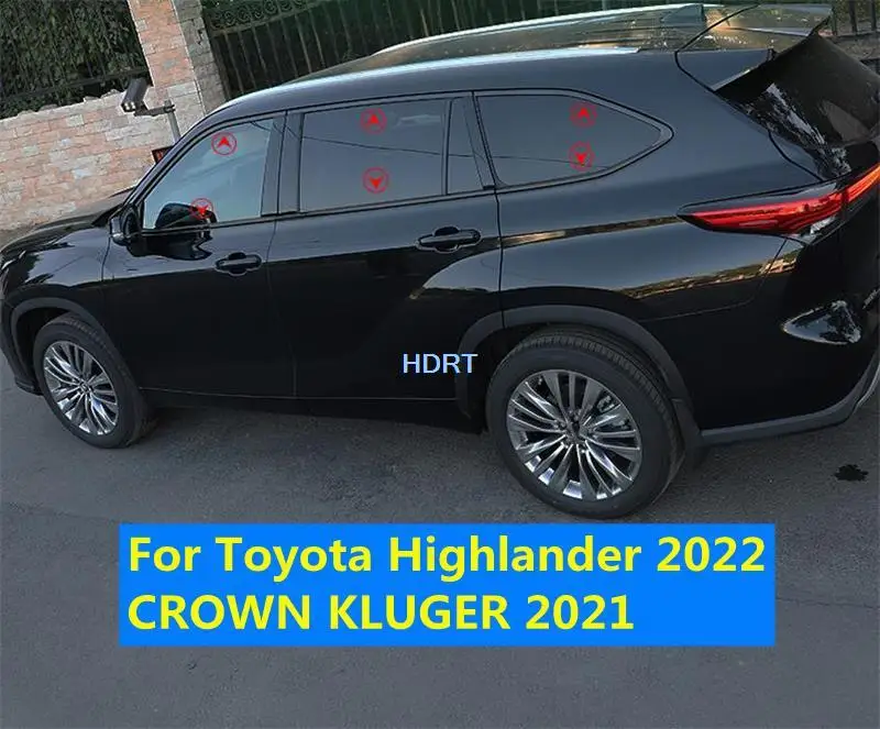 

Для Toyota Highlander 2022/CROWN KLUGER 2021, окошко автомобиля из нержавеющей стали B C, опорная крышка, черные полосы, отделка, стикеры, аксессуары