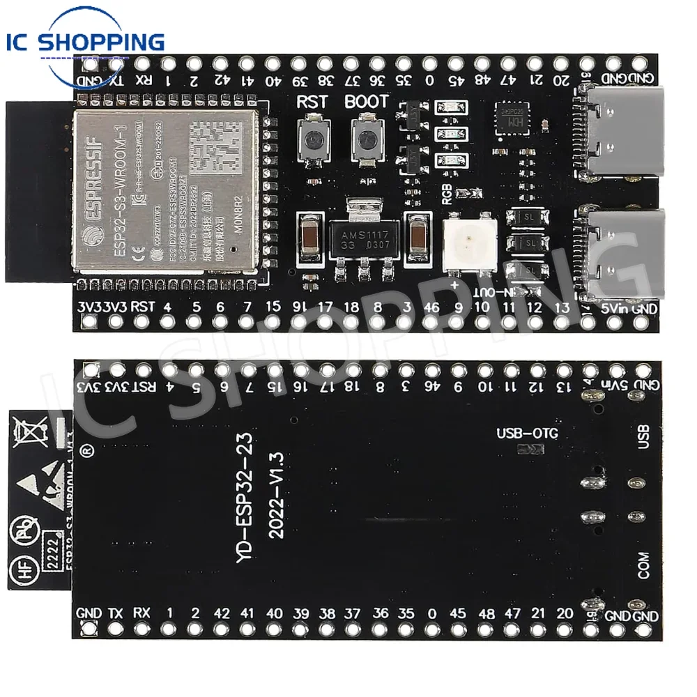 3~10PCS ESP32 S3 WROOM 1 WiFi Bluetooth Development Board 16MB Flash 8MB PSRAM 44 Pin Type C for Arduino IDE N16R8 N8R2