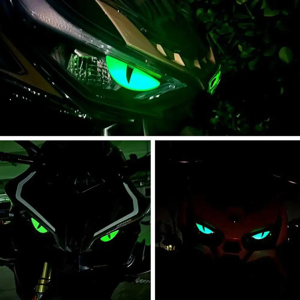 Night Light Devil Eye Stickers Motorcycle Electric Scooter Modified Decorative Front Stickers Windshield Stickers