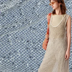 Blended Yarn Sparkling Grid Hollow Knitted Fabric Polyester Cotton High Quality Women's Dress Design Fabric Cloth Wholesale