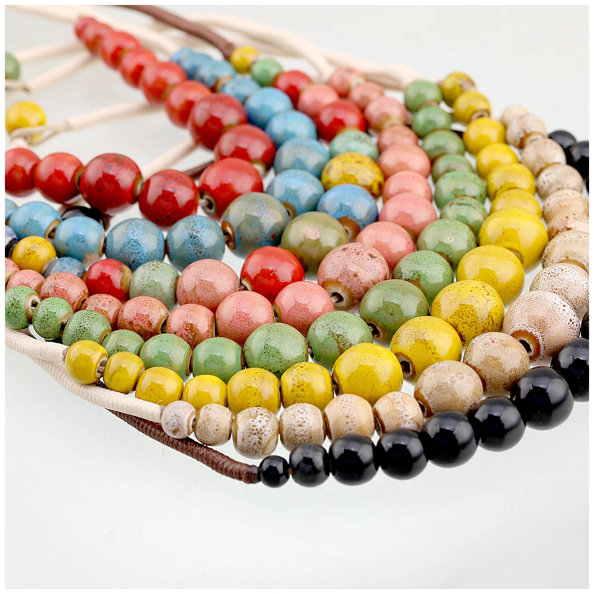 New Fashion Ceramic Beads Strands Necklace Elastic Bracelet Jewelry Sets Handmade Chokers Pendant Necklace Accessories for Women