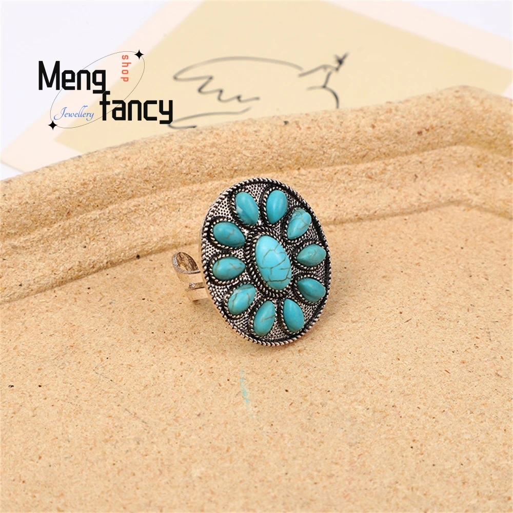 

Bohemian Retro And Individual Turquoise Ring, Fashionable Women's Jewelry Ring And Accessory Exquisite Fashion Jewelry Elegant