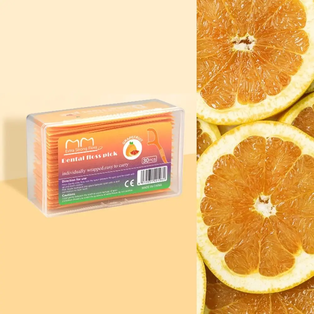 30Pcs Fruity Teeth Cleaner Disposable Portable Fruit-flavored Floss Individually Wrapped Colorful Toothpick Men